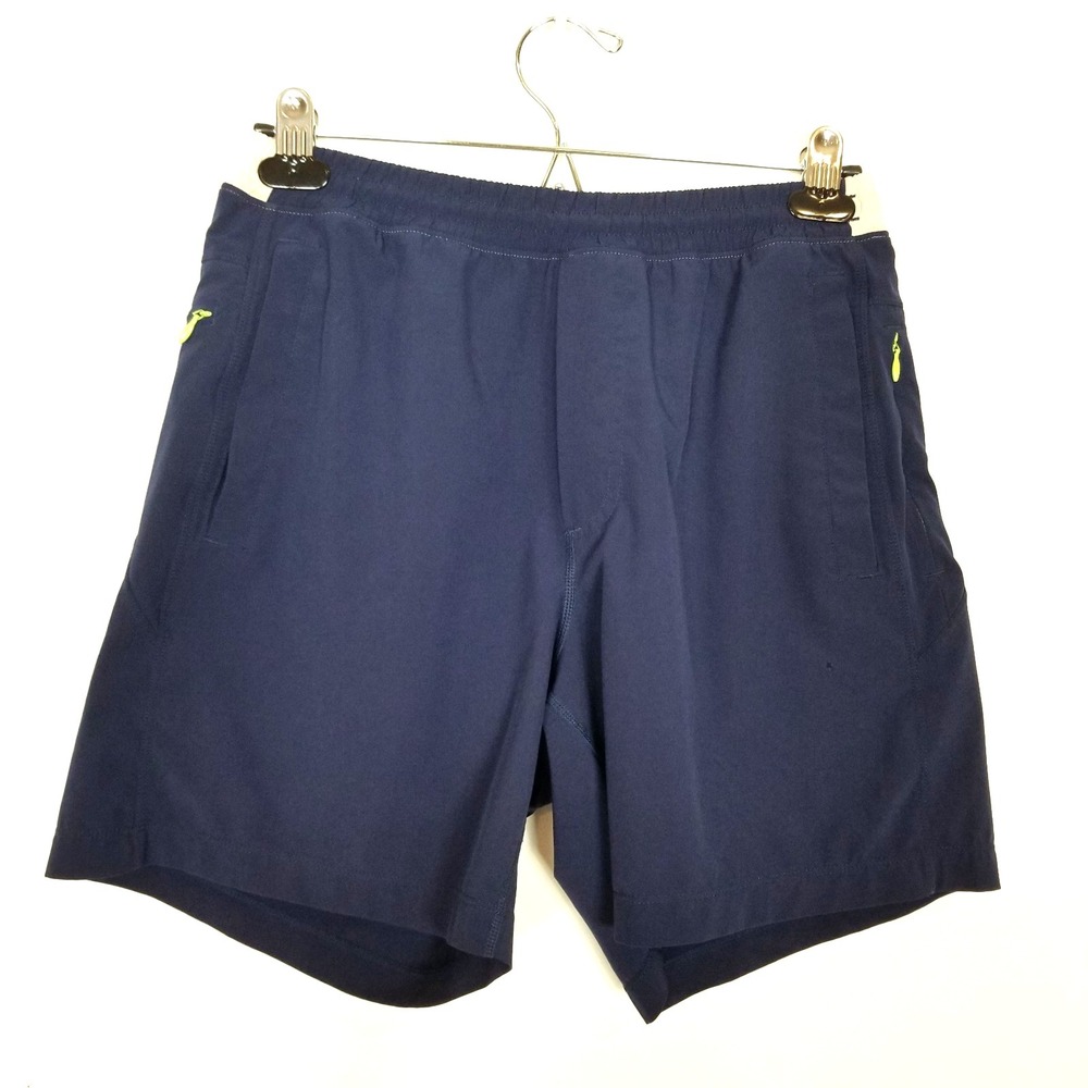 Birddogs Men Quaker Johns Shorts Sz M Navy Athletic Elastic Waist‎ Zip Pockets